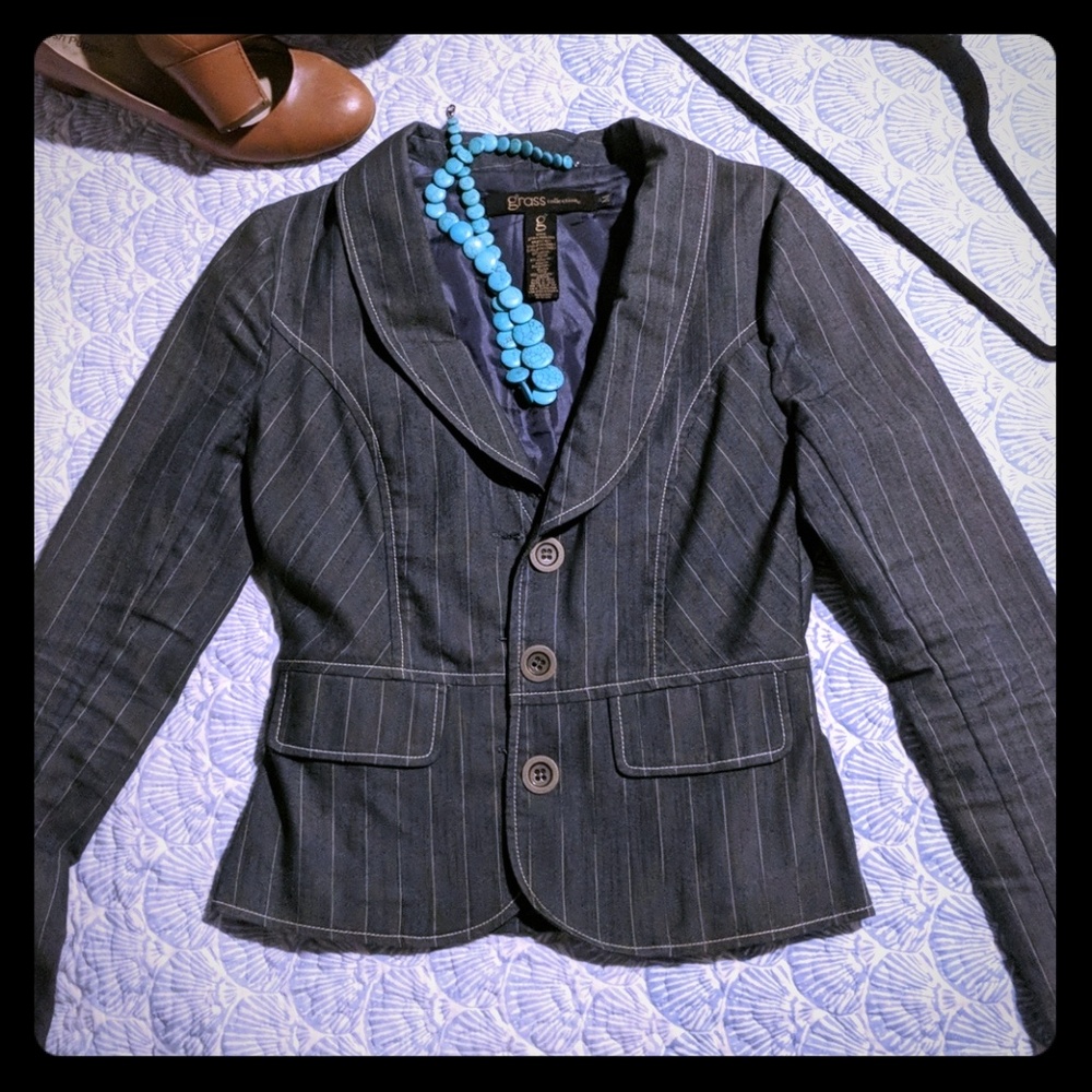 Gray Striped Denim Jacket